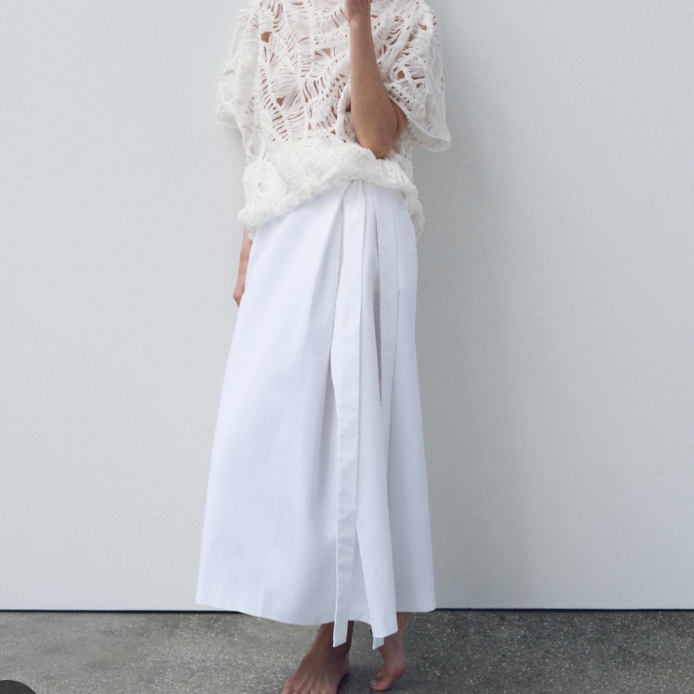 Zara NWT asymmetric midi skirt white 8294/538